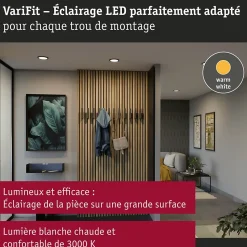 VariFit Panneau encastré LED Areo IP44 rond 175mm 13W 1300lm 3000K Noir