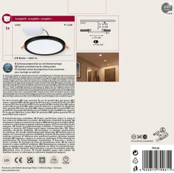 VariFit Panneau encastré LED Areo IP44 rond 175mm 13W 1300lm 3000K Noir