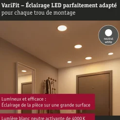 VariFit Panneau encastré LED Areo IP44 rond 175mm 13W 1200lm 4000K Blanc