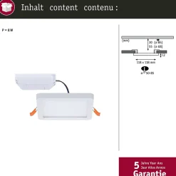 VariFit Panneau encastré LED Areo IP44 carré 118x118mm 6,5W 500lm 4000K Blanc