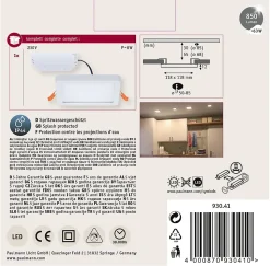 VariFit Panneau encastré LED Areo IP44 carré 118x118mm 6,5W 500lm 4000K Blanc