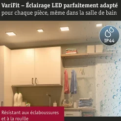 VariFit Panneau encastré LED Dim to Warm Areo IP44 carré 175x175mm 13W 1200lm 3000K Blanc