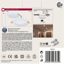 VariFit Panneau encastré LED Areo IP44 rond 118mm 6,5W 500lm 4000K Blanc