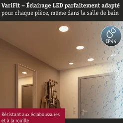 VariFit Panneau encastré LED Areo IP44 rond 118mm 6,5W 500lm 4000K Blanc