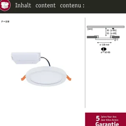 VariFit Panneau encastré LED Areo IP44 rond 118mm 6,5W 500lm 4000K Blanc