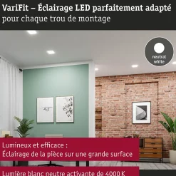 VariFit Panneau encastré LED Veluna Edge IP44 carré 120x120mm 8,5W 650lm 4000K Blanc