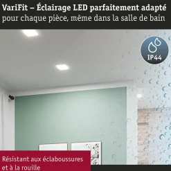 VariFit Panneau encastré LED Veluna Edge IP44 carré 120x120mm 8,5W 650lm 4000K Blanc