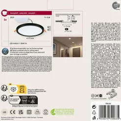 VariFit Panneau encastré LED Areo IP44 rond 175mm 13W 1300lm 4000K Noir