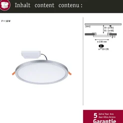 VariFit Panneau encastré LED 3-Step-Dim Areo IP44 rond 230mm 16W 1400lm 3000K Chrome gradable