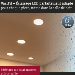 VariFit Panneau encastré LED 3-Step-Dim Areo IP44 rond 175mm 13W 1200lm 3000K Chrome mat gradable