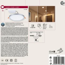 VariFit Panneau encastré LED 3-Step-Dim Areo IP44 rond 175mm 13W 1200lm 3000K Chrome mat gradable