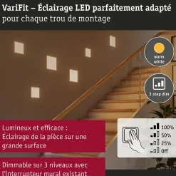 VariFit Panneau encastré LED 3-Step-Dim Areo IP44 carré 175x175mm 13W 1200lm 3000K Blanc gradable