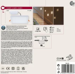 VariFit Panneau encastré LED 3-Step-Dim Areo IP44 carré 175x175mm 13W 1200lm 3000K Blanc gradable