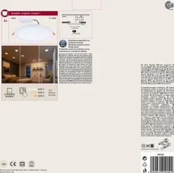 VariFit Panneau encastré LED Dim to Warm Areo IP44 rond 230mm 16W 1400lm 3 Step Dim to warm Blanc dépoli gradable