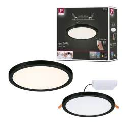 VariFit Panneau encastré LED 3-Step-Dim Areo IP44 rond 175mm 13W 1300lm 3000K Noir gradable