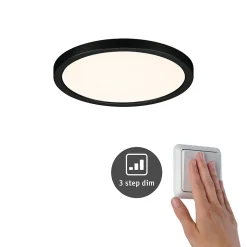 VariFit Panneau encastré LED 3-Step-Dim Areo IP44 rond 175mm 13W 1300lm 3000K Noir gradable