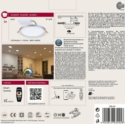 VariFit Panneau encastré LED Smart Home Zigbee 3.0 Areo IP44 rond 175mm 13W 1200lm Tunable White Chrome mat gradable