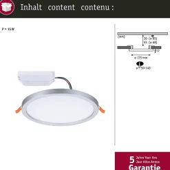 VariFit Panneau encastré LED Smart Home Zigbee 3.0 Areo IP44 rond 175mm 13W 1200lm Tunable White Chrome mat gradable