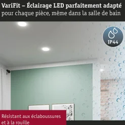 VariFit Panneau encastré LED Veluna Edge IP44 rond 120mm 8,5W 650lm 4000K Blanc