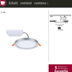 VariFit Panneau encastré LED Areo IP44 rond 118mm 6,5W 550lm 3000K Chrome mat