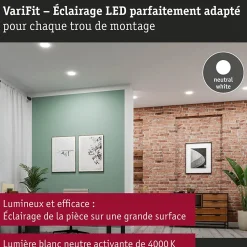 VariFit Panneau encastré LED Veluna Edge IP44 rond 90mm 6W 500lm 4000K Blanc