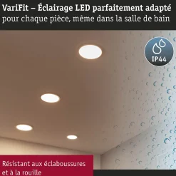 VariFit Panneau encastré LED 3-Step-Dim Areo IP44 rond 175mm 13W 1200lm 4000K Chrome mat gradable