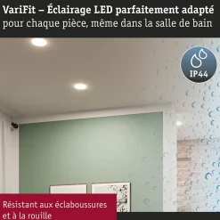 VariFit Panneau encastré LED Veluna Edge IP44 rond 160mm 12W 1100lm 3000K Blanc gradable