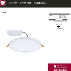 VariFit Panneau encastré LED 3-Step-Dim Areo IP44 rond 175mm 13W 1200lm 4000K Blanc gradable