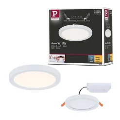 VariFit Panneau encastré LED Dim to Warm Areo IP44 rond 118mm 6,5W 550lm 3000K Blanc