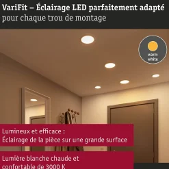 VariFit Panneau encastré LED Dim to Warm Areo IP44 rond 118mm 6,5W 550lm 3000K Blanc