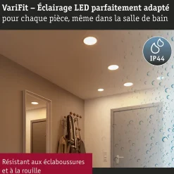 VariFit Panneau encastré LED Areo IP44 rond 175mm 13W 1200lm 4000K Chrome mat