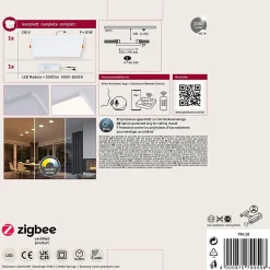 VariFit Panneau encastré LED Smart Home Zigbee 3.0 Veluna Edge IP44 carré 200x200mm 18W 1400lm Tunable White Blanc gradable