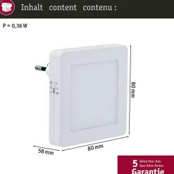 Veilleuse Esby avec capteur crépusculaire carré 3000K 0,7lm