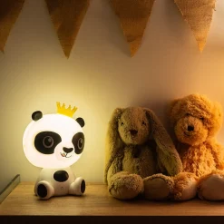 Veilleuse Panda LED, intensité variable, 2 accesoires inclus (couronne / chapeau), USB rechargeable, RVB / Blanc chaud