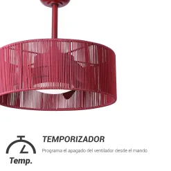 Ventilador de teto com luz LED bordô