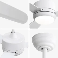 Ventilateur de plafond 46" avec éclairage LED 18 W, télécommande, blanc, 116,8 x 116,8 x 54 cm