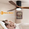 Ventilateur de plafond 52 avec lumière LED 18W, 3 pales en bois massif, 6 vitesses, télécommande, noir , 132X132X30cm