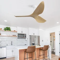 Ventilateur de plafond 132 cm sans lumière, 6 vitesses avec télécommande, moteur DC réversible, 3 pales en ABS