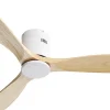Ventilateur de Plafond 132 cm Naturel avec 3 Lames en Bois Solide, Moteur DC Réversible Silencieux, Télécommande pour Salon