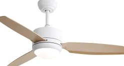 Ventilateur de plafond 117 cm avec lumière, 3 pales en ABS, moteur DC 6 vitesses, télécommande pour chambre
