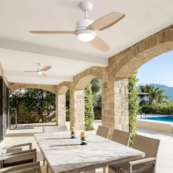 Ventilateur de plafond 117 cm avec lumière, 3 pales en ABS, moteur DC 6 vitesses, télécommande pour chambre