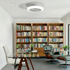 Ventilateur de plafond 18" sans pales avec lumière LED, télécommande, montage encastré, moderne