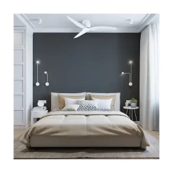 VENTILATEUR DE PLAFOND A PALES BLANC SAMARAT AVEC LED ET THERMOSTAT GARANTIE A VIE