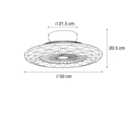 Ventilateur de plafond argenté avec LED à effet étoile, dimmable - Clima
