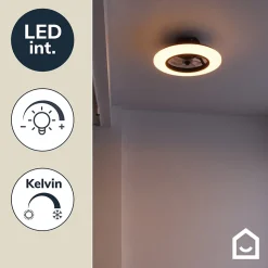 Ventilateur de plafond avec éclairage GoodHome Hewish coloris noir et blanc pour pièce de 15 m² Ø.58 cm