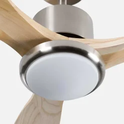 Ventilateur de Plafond avec Lumière 3 Pales 56W 6 Vitesses Alaska Bois Naturel Dayron