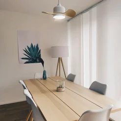 Ventilateur de plafond avec lumière haut-parleur Bluetooth blanc