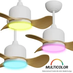 Ventilateur de plafond avec lumière haut-parleur Bluetooth blanc