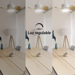 Ventilateur de plafond avec lumière haut-parleur Bluetooth blanc
