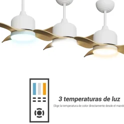 Ventilateur de plafond avec lumière haut-parleur Bluetooth blanc